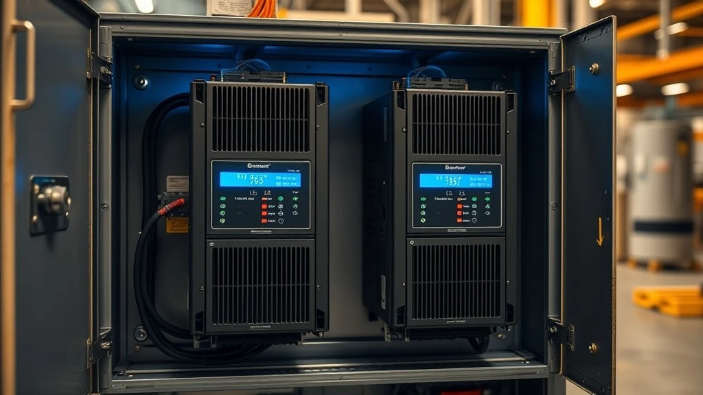 Two Allen-Bradley PowerFlex AC drives mounted side by side in an open industrial control cabinet Two Allen-Bradley PowerFlex AC drives mounted side by side in an open industrial control cabinet